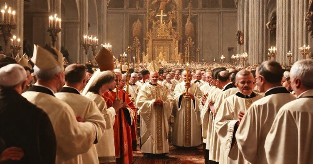 1960 International Eucharistic Congress in Munich - Traditional Catholic Devotion A solemn procession during the 1960 International Eucharistic Congress in Munich, reflecting traditional Catholic devotion to the Eucharist as the propitiatory sacrifice of Calvary.