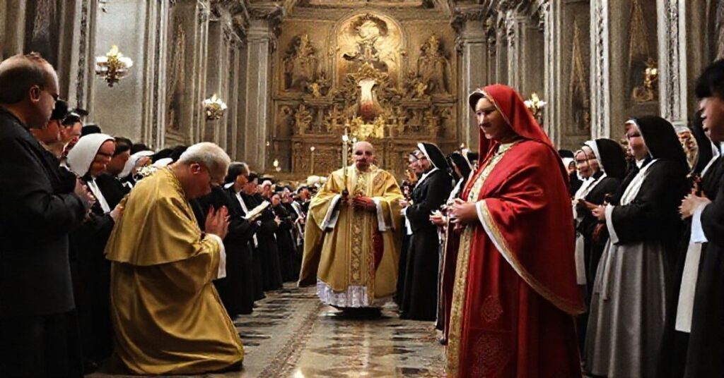 Solemn moment in St. Peter's Basilica during the pseudo-canonization of Carlo a Sezze and Joaquina de Vedruna by John XXIII.