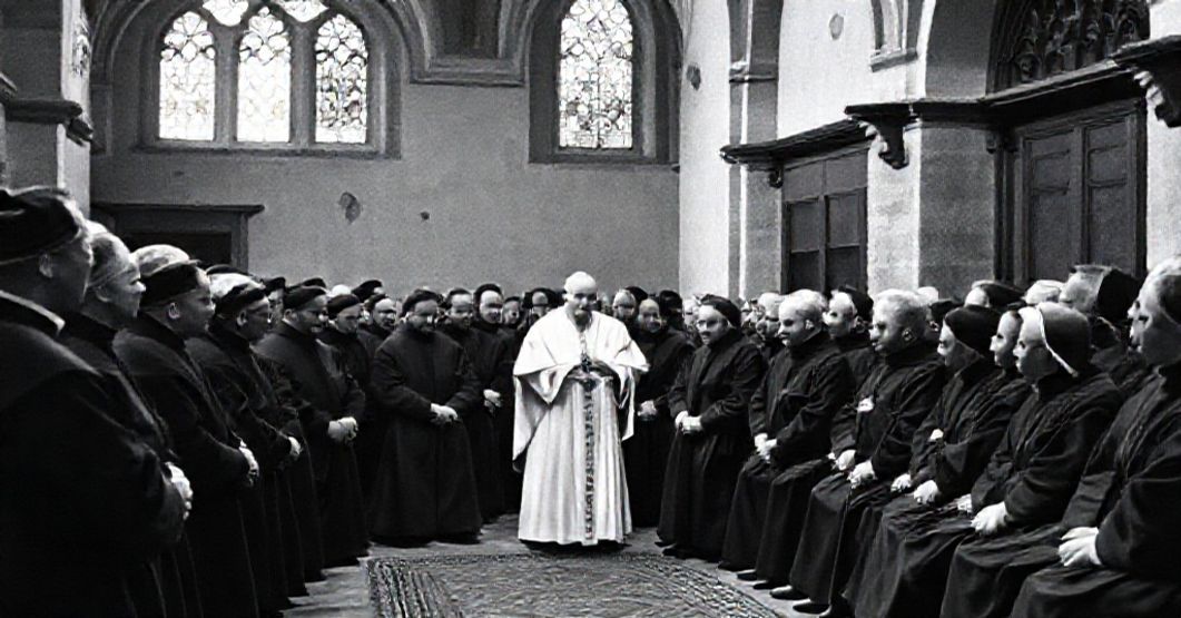 Allocutio Ioannis XXIII ad Ordinem Benedictinum (1959) Pope John XXIII addressing Benedictine abbots and monks at the Anselmianum monastery in 1959