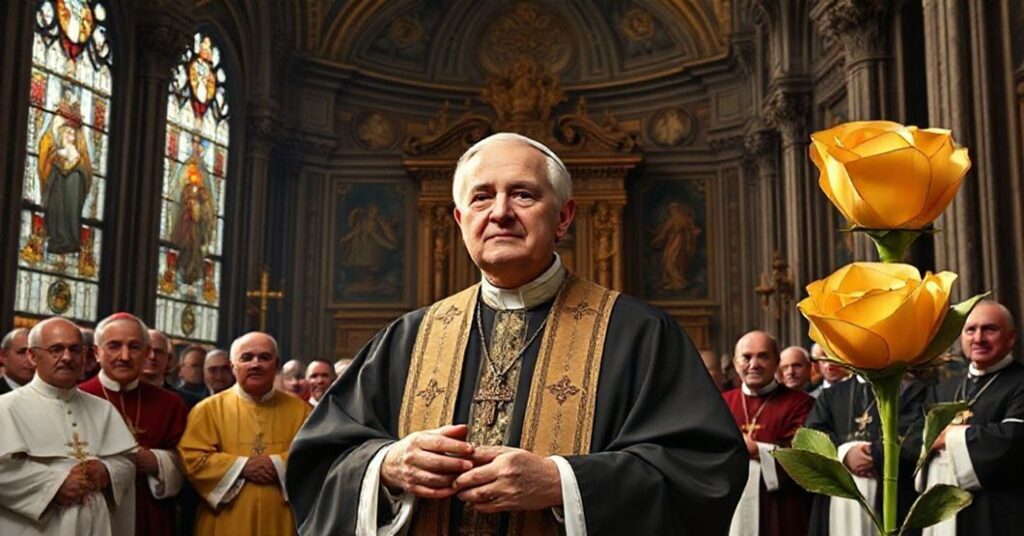 Angelo Roncalli (John XXIII) delivering an allocution post-fifth session of the Central Preparatory Commission for Vatican II in a grand Vatican hall.