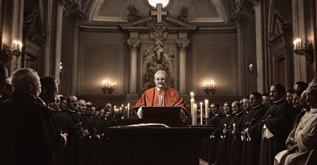 Antipope John XXIII delivering an allocution to German clergy at the Teutonic College in Rome, 1959.