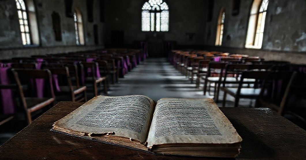 Abandoned Catholic cathedral chapter house in Botucatu, Brazil, symbolizing the spiritual and doctrinal decay of the post-1958 conciliar church.