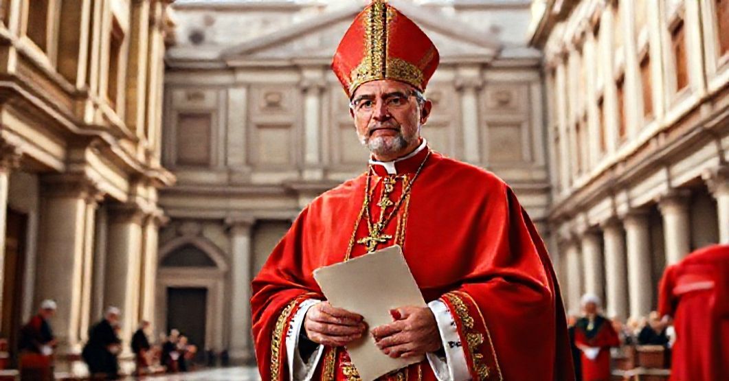Cardinal Pietro Ciriaci in Vatican's Apostolic Palace holding Tridentine decree document.