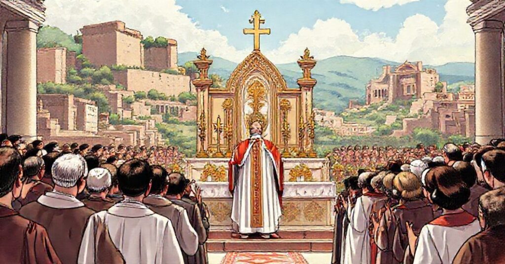 Cardinal Marcello Mimmi at the 1959 Catana Eucharistic Congress, reflecting traditional Catholic worship and emerging conciliar themes