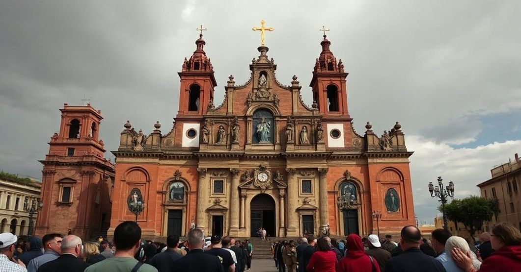The cathedral of Zacatecas, adorned with baroque architecture and venerated Marian images, symbolizing the contrast between external beauty and internal apostasy.