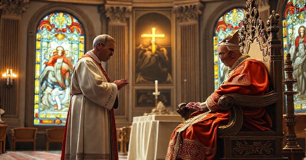 A traditional Catholic scene of Carlo Forni's elevation to the College of Cardinals by John XXIII in a solemn Vatican ceremony.