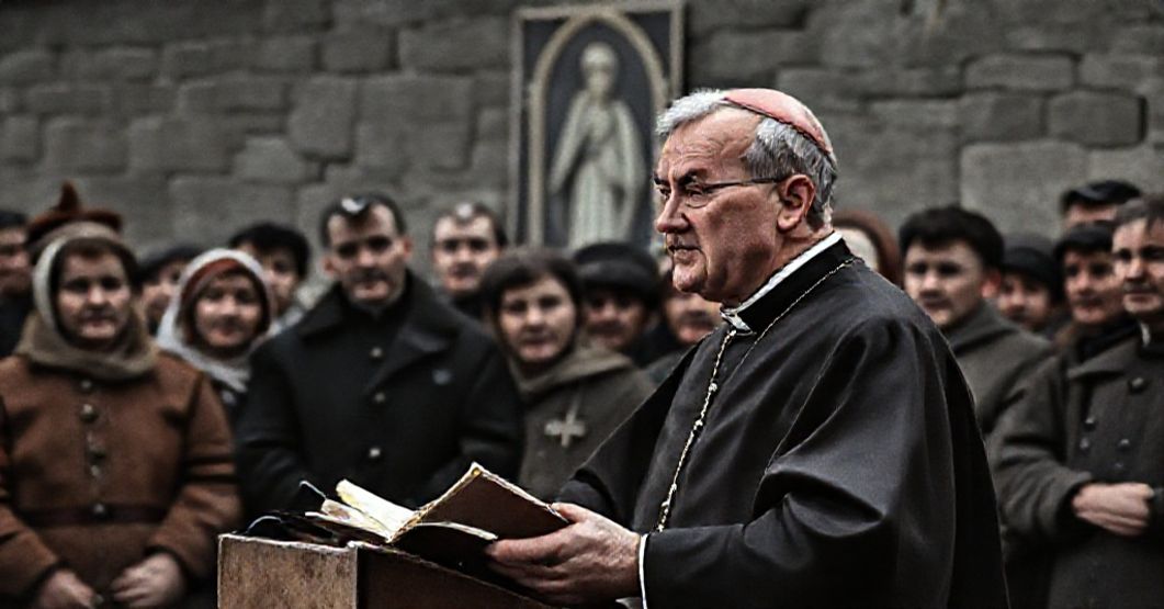 Giovanni Roncalli addressing Polish workers at Piekary in 1963, highlighting the subversive nature of his conciliar message.