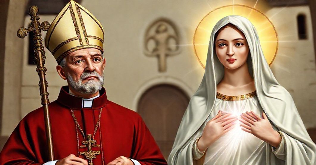 The Immaculate Virgin Mary and St. John Mary Vianney - Patronage of Lafayette The Immaculate Virgin Mary and St. John Mary Vianney depicted in a traditional Catholic setting, symbolizing their intercession for the Diocese of Lafayette.