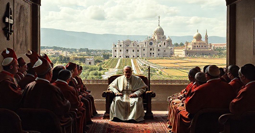 A reverent depiction of John XXIII addressing the Argentine hierarchy, highlighting the tension between true Catholic faith and conciliar diplomacy.