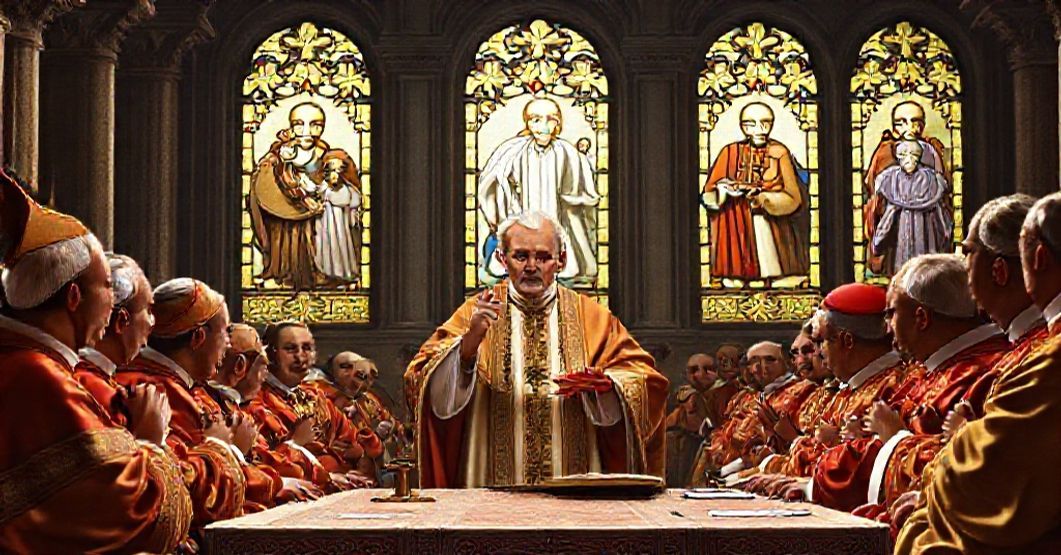 John XXIII addresses cardinals during a consistory on 15 November 1962, announcing the canonization of four beatified men linked to the Vatican II Council.
