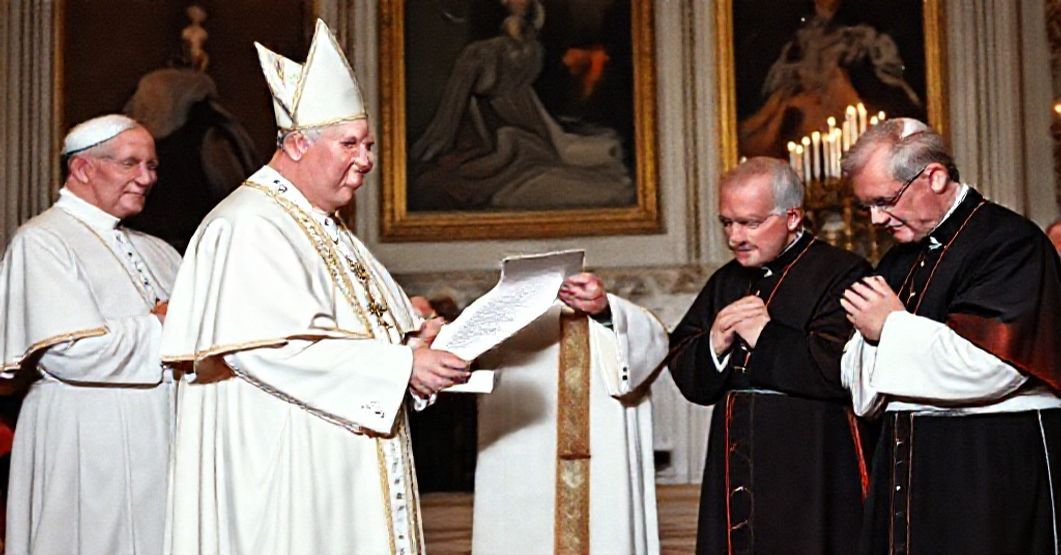 Pope John XXIII addressing German bishops in a solemn Vatican setting, emphasizing traditional Catholic reverence and historical significance.