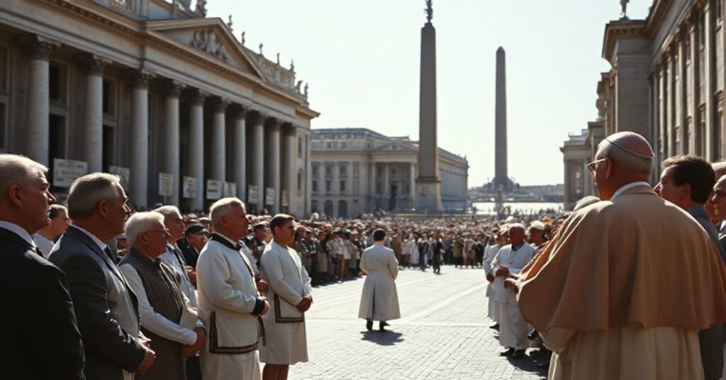 John XXIII addressing Olympic athletes in St. Peter's Square, highlighting the contrast between traditional Catholic values and conciliar naturalism.
