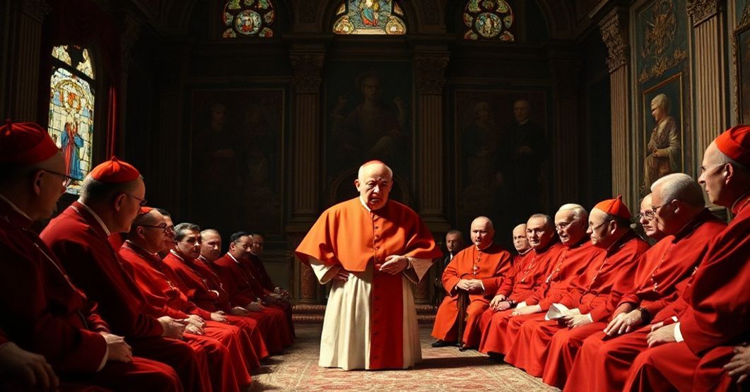 John XXIII addressing cardinals during a secret consistory in the Apostolic Palace on 19 March 1962.