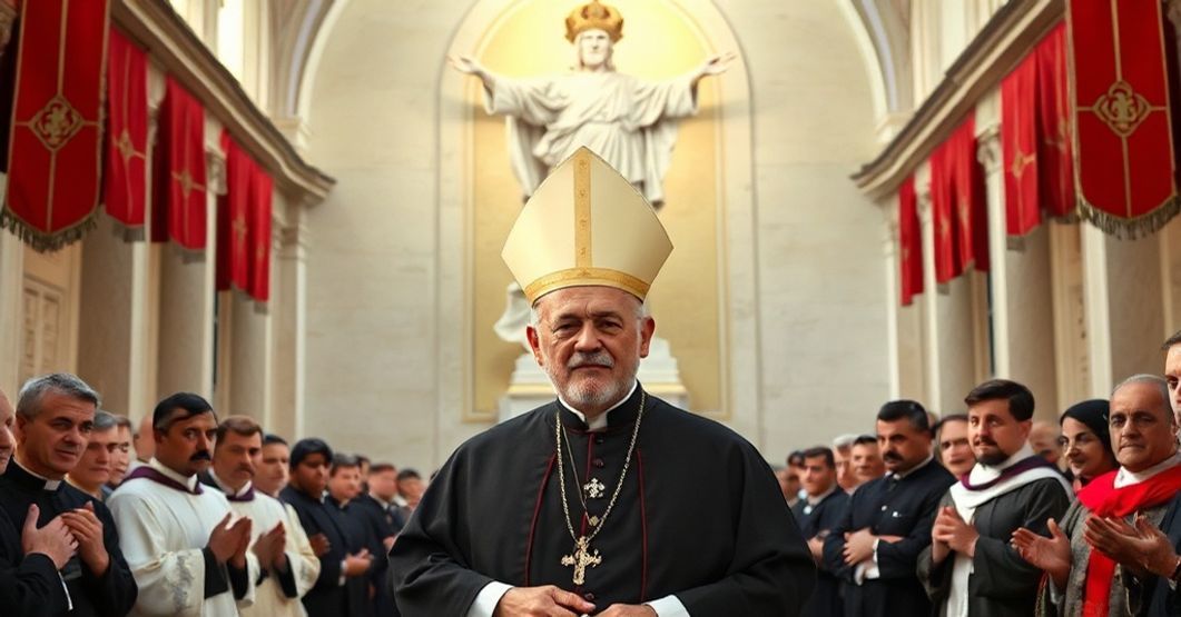 Patriarch Manuel Gonçalves Cerejeira receiving Admodum gavisi letter in a traditional Catholic setting with Christ the King monument in Lisbon