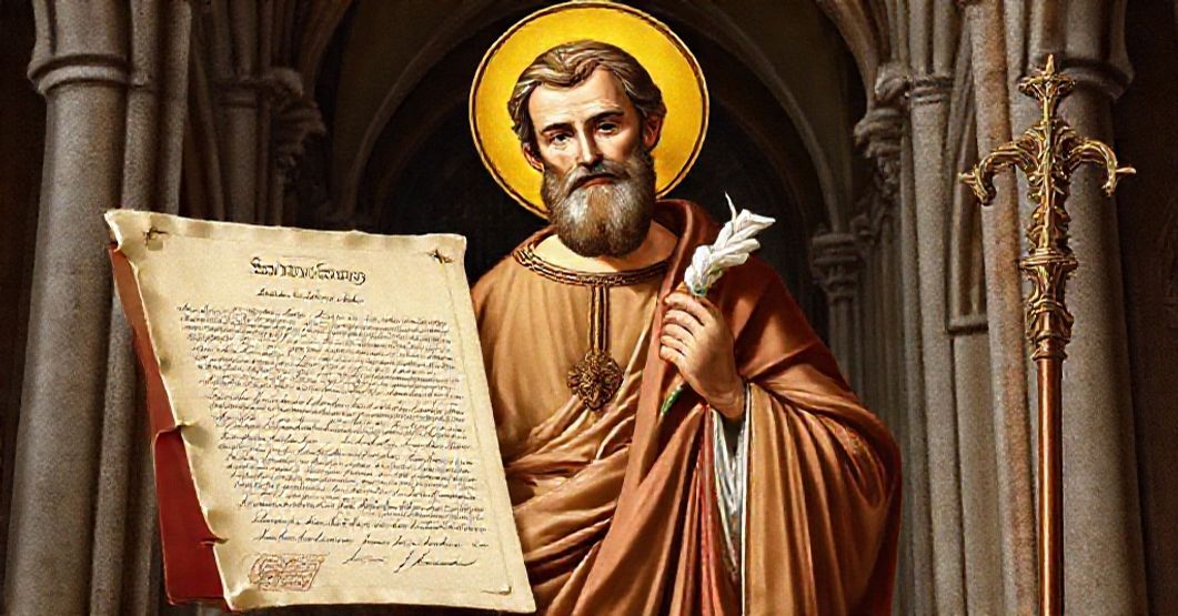 A reverent Catholic image of Saint Joseph as the patron of the Diocese of Cúcuta, with a Latin document 'Beatus Ioseph' signed by John XXIII, set against a Gothic cathedral background.