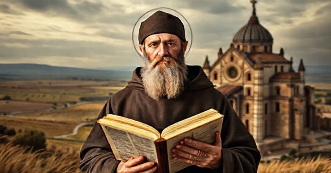 Saint Lawrence of Brindisi, Doctor of the Church, depicted in traditional Franciscan habit with a Scripture book, set in a 16th-century chapel with Marian symbols.