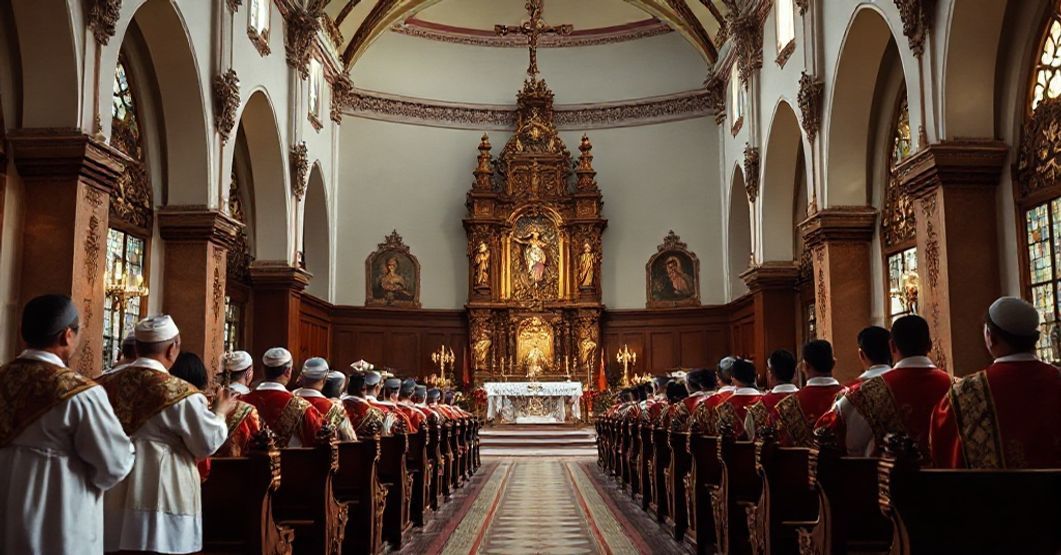 Sedevacantist Critique of John XXIII's Establishment of a Collegiate Chapter in Botucatu A traditional Catholic chapel in Botucatu, Brazil, reflecting the establishment of a collegiate chapter by John XXIII in 1959, with a focus on liturgical splendor and the critique of doctrinal emptiness from a sedevacantist perspective.