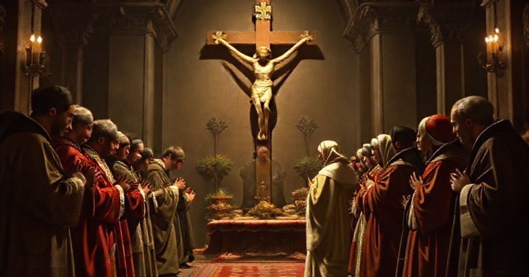 The Usurpation of Sanctity: A Sedevacantist Perspective on John XXIII's Letter A solemn depiction of St. Vincent de Paul and St. Louise de Marillac in a traditional Catholic setting, symbolizing the ideological subversion by the usurper John XXIII.