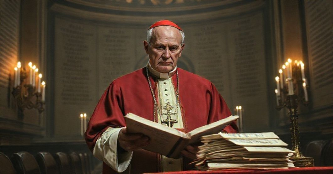 The Gravity of Apostasy: A Sedevacantist Reflection on John XXIII's 1962 Allocution A Catholic bishop in traditional vestments stands solemnly in a candlelit chapel, reflecting on the dangers of modernist documents.