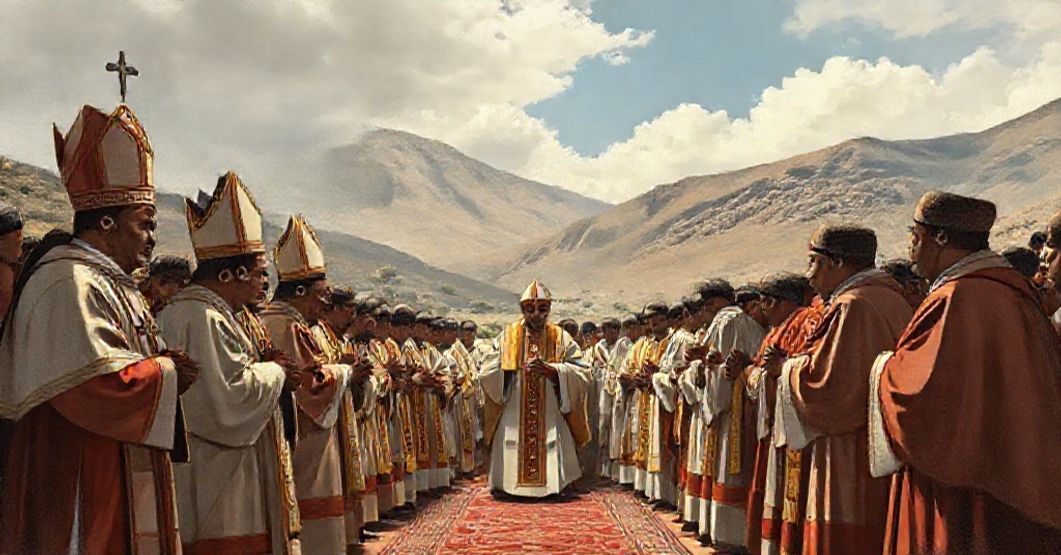 A solemn Catholic ceremony markig the establishment of the Sicuani Prelature in 1959, reflecting the theological crisis and administrative changes in the Archdiocese of Cuzco.