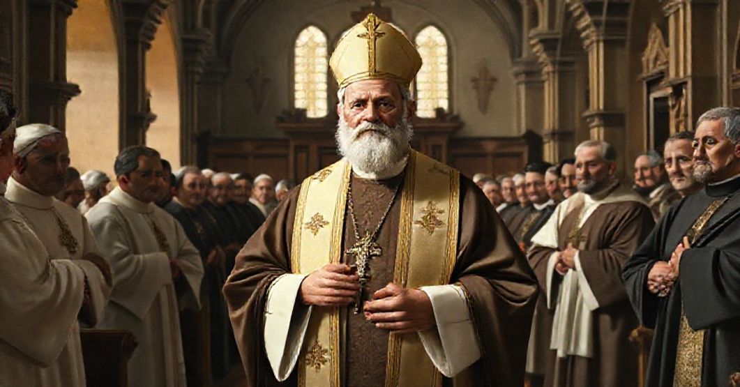 A reverent depiction of St. Joseph Cafasso in a traditional Catholic setting, highlighting his unwavering faith and opposition to liberal tendencies.