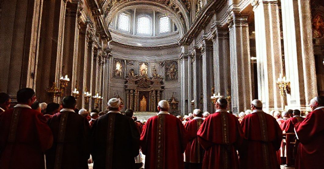 St. Peter's Basilica in 1962 with honorary canons during the time of antipope John XXIII.