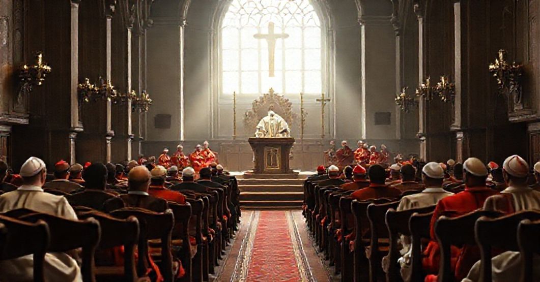 A solemn image depicting the suppression of the canonical right of option for the suburbicarian dioceses by John XXIII